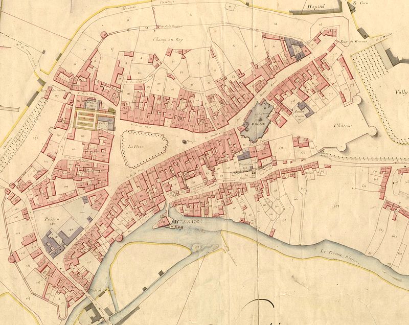 La ville de Guingamp d′après le cadastre de 1822, section C, 1ère feuille (source : Archives départementales des Côtes-d'Armor)